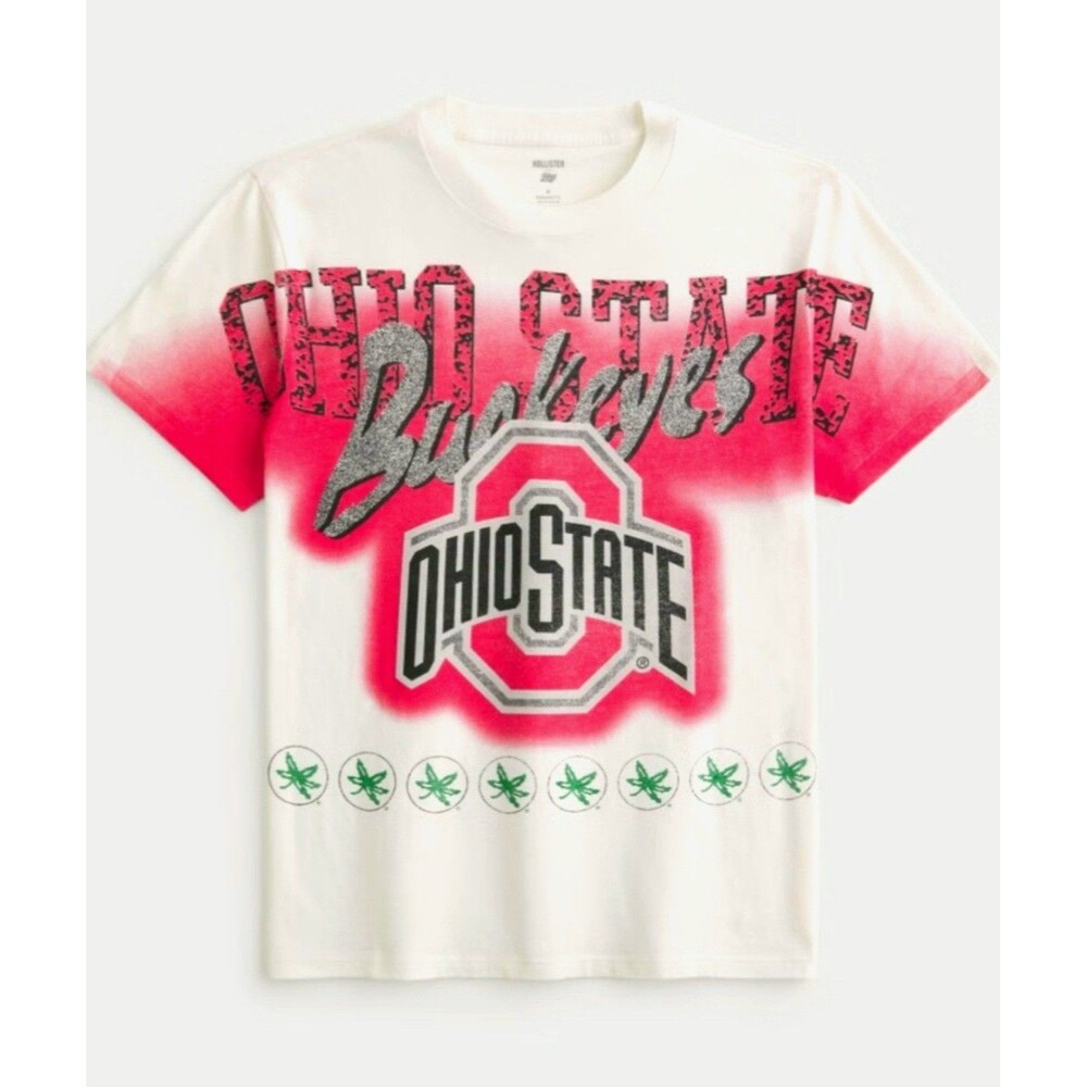 Ohio State Buckeyes x Hollister Graphic Print T Shirt XL Relaxed Fit Cotton NWT
